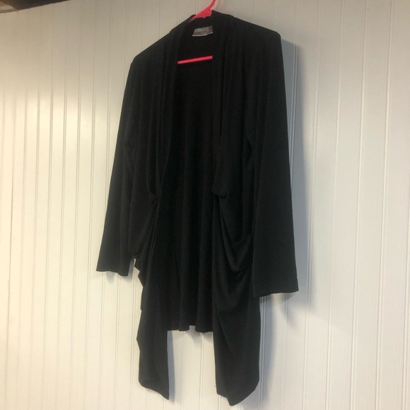 Chico’s Black Open Front Cardigan Ruched Sides Size 1 Small - Picture 2 of 4